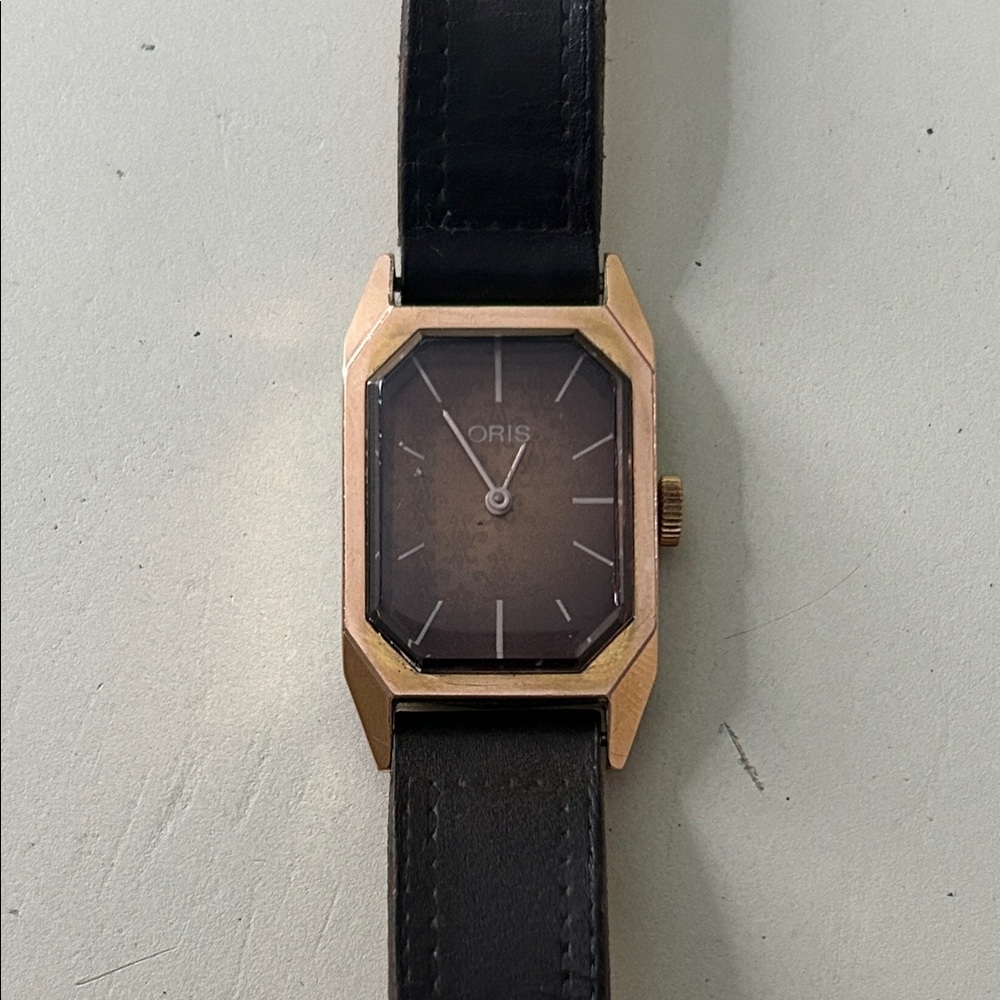 Oris Gold Case with Black Strap Men's Watch